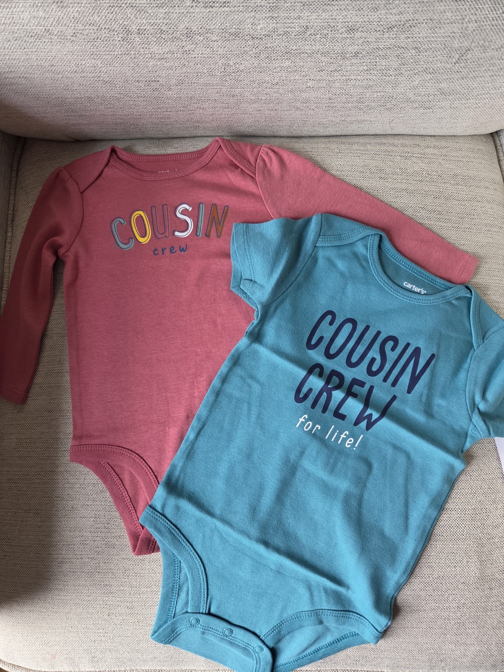 Carter's Cousin Crew One-Piece Bodysuits - Rose & Teal